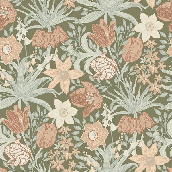 a street prints Cecilia Moss Tulip and Daffodil Wallpaper