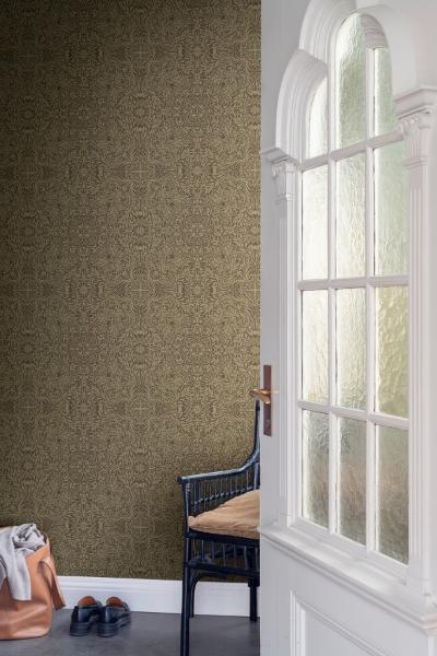 A Street Prints Ceiling Brown Intricate Floral Wallpaper