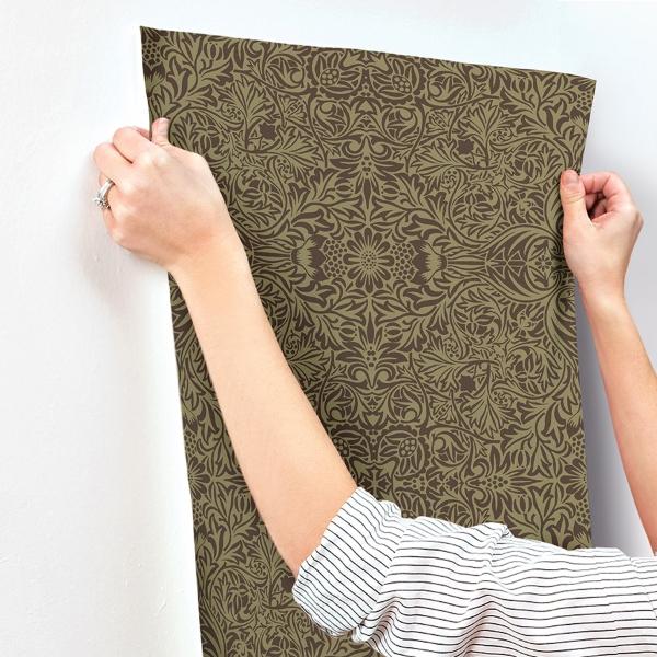 A Street Prints Ceiling Brown Intricate Floral Wallpaper