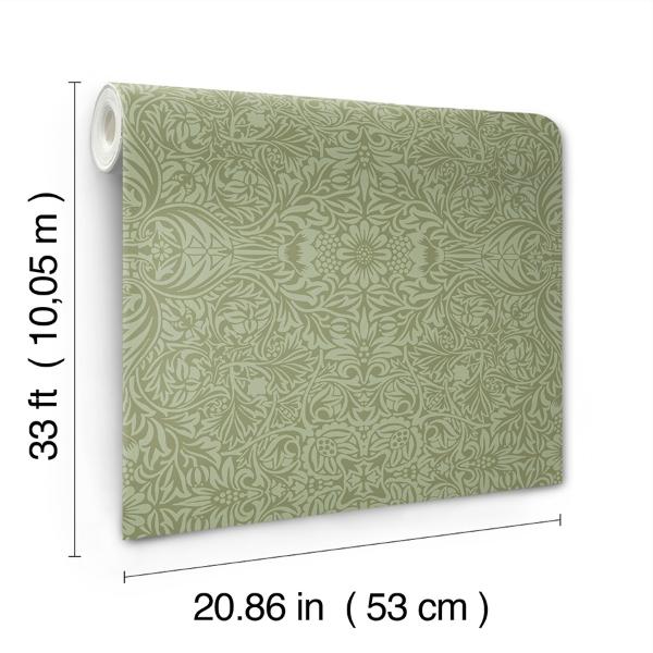 A Street Prints Ceiling Green Intricate Floral Wallpaper