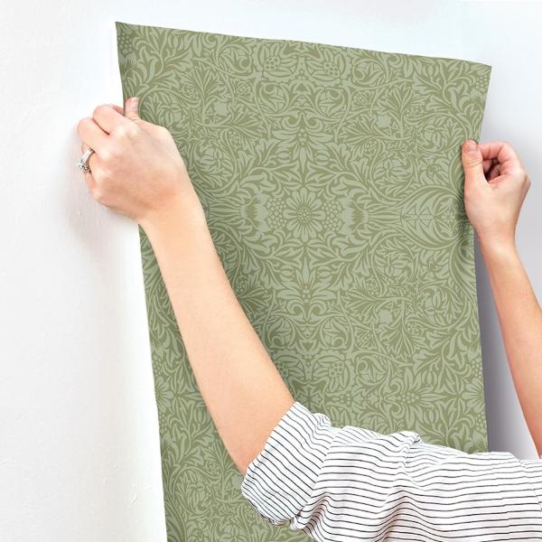 A Street Prints Ceiling Green Intricate Floral Wallpaper
