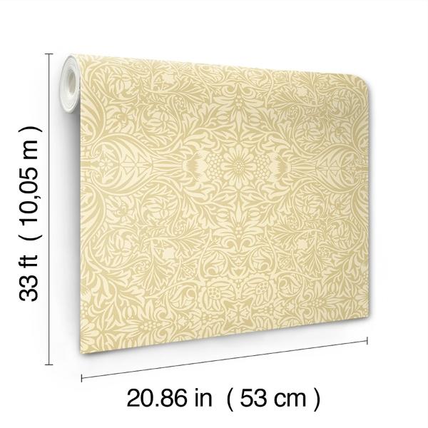 A Street Prints Ceiling Yellow Intricate Floral Wallpaper