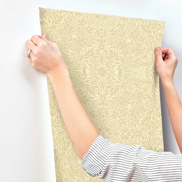 A Street Prints Ceiling Yellow Intricate Floral Wallpaper