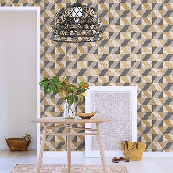 A Street Prints Cerium Metallic Concrete Geometric Wallpaper