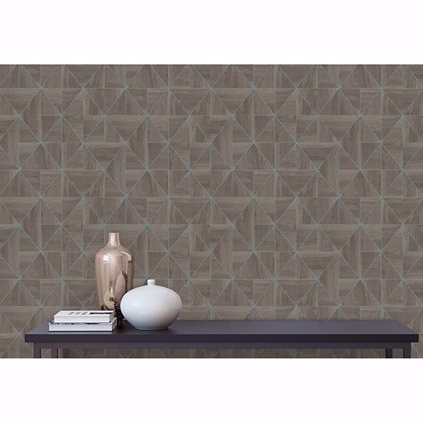 A Street Prints Cheverny Coffee Geometric Wood Wallpaper