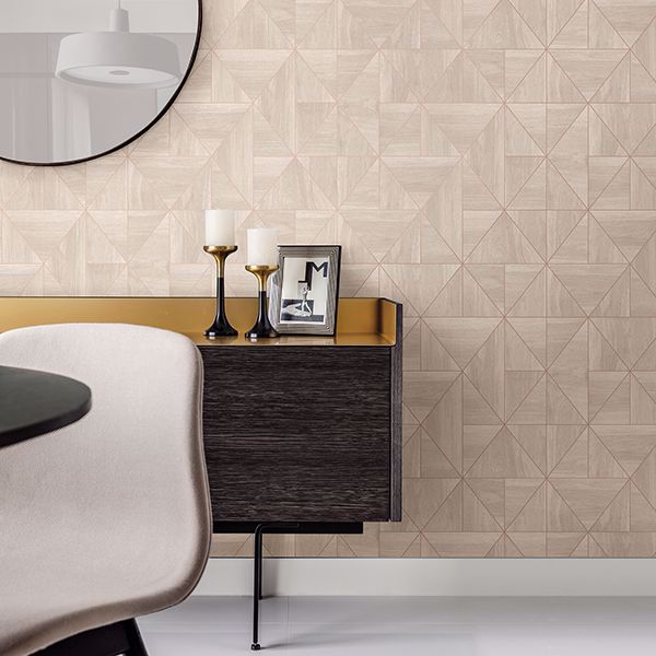 A Street Prints Cheverny Cream Geometric Wood Wallpaper