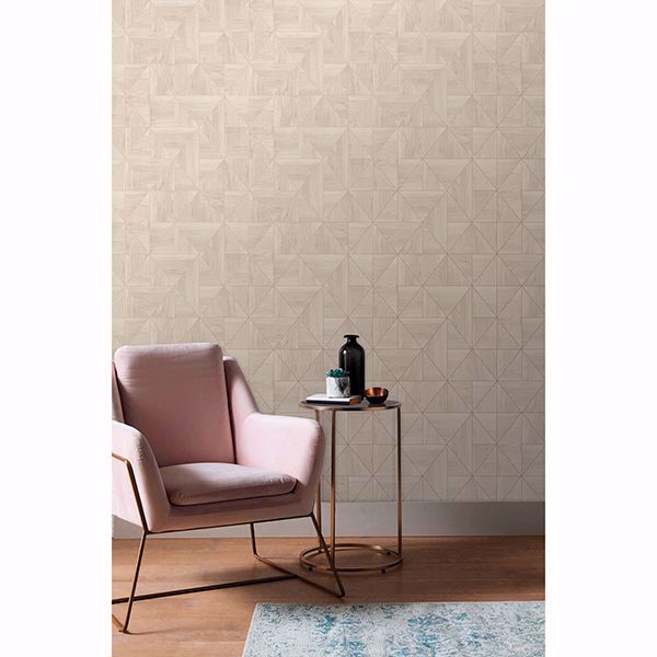 A Street Prints Cheverny Cream Geometric Wood Wallpaper
