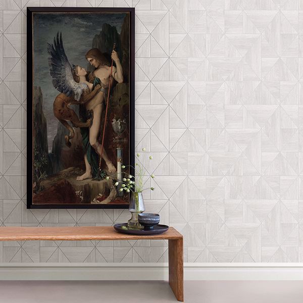 A Street Prints Cheverny Light Grey Geometric Wood Wallpaper
