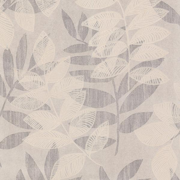 a street prints Chimera Platinum Flocked Leaf Wallpaper