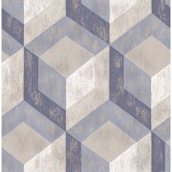 a street prints Clarabelle Blue Rustic Wood Tile Wallpaper