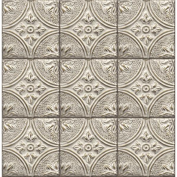 a street prints Cornelius Grey Tin Ceiling Tile Wallpaper
