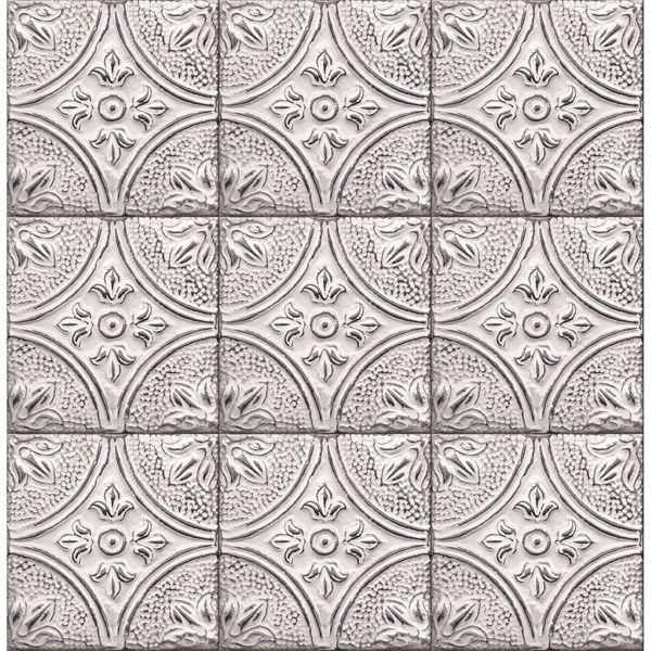 a street prints Cornelius White Tin Ceiling Tile Wallpaper