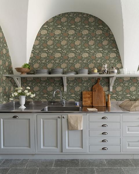 A Street Prints Cray Sea Green Floral Trail Wallpaper