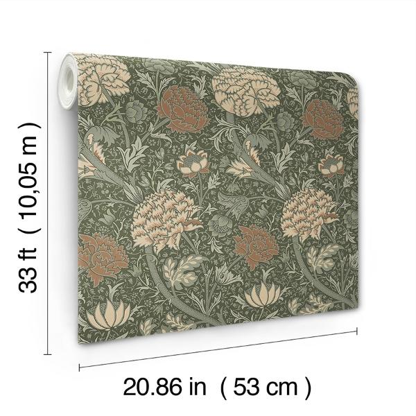 A Street Prints Cray Sea Green Floral Trail Wallpaper