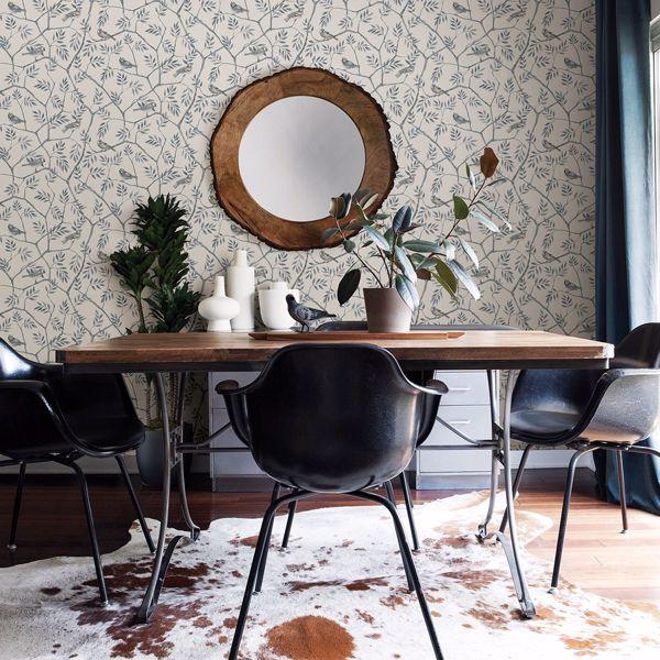 A Street Prints Crossbill Light Blue Branches Wallpaper