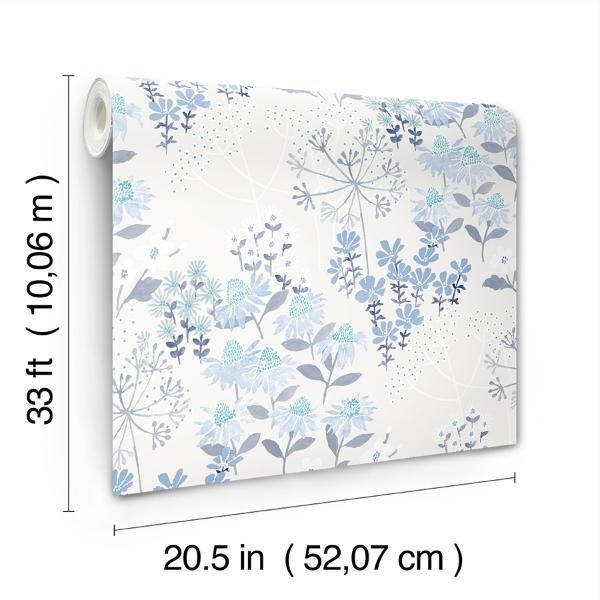 A Street Prints Cultivate Blue Springtime Blooms Wallpaper