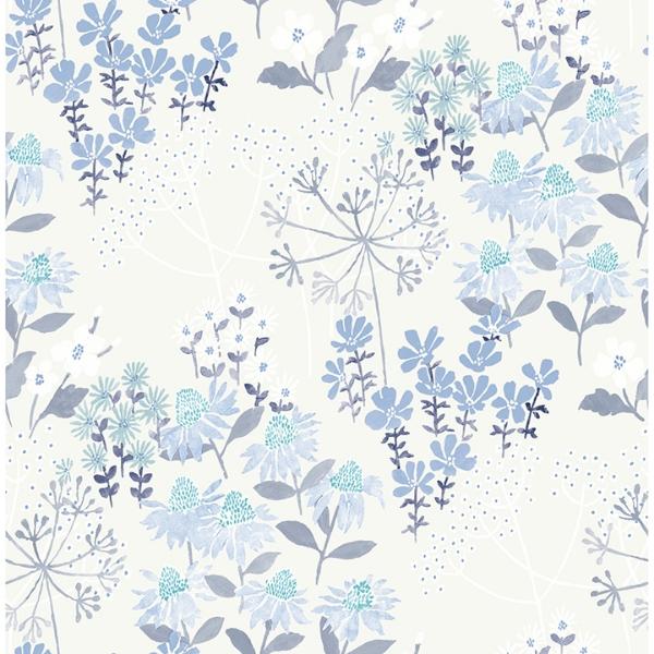 a street prints Cultivate Blue Springtime Blooms Wallpaper