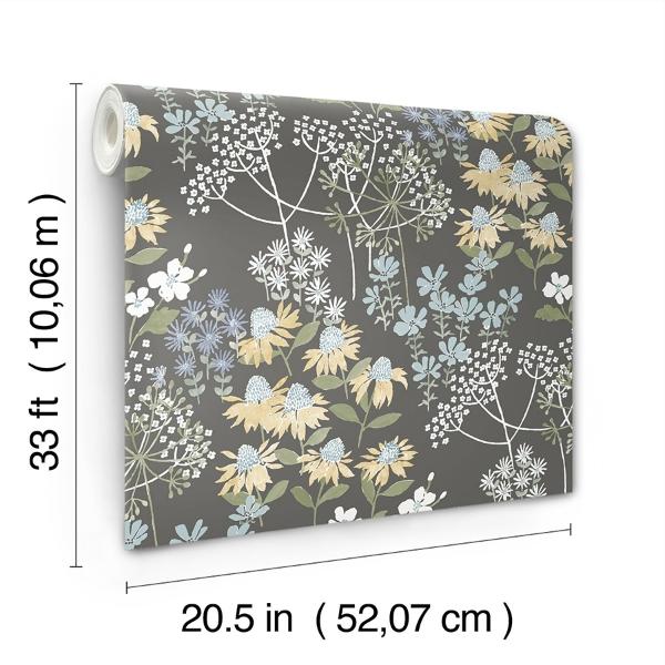A Street Prints Cultivate Grey Springtime Blooms Wallpaper