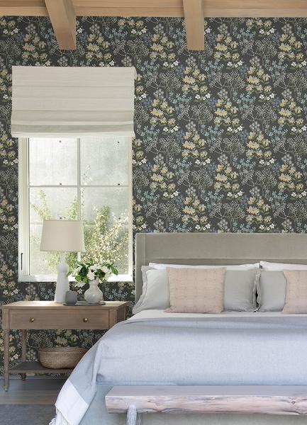 A Street Prints Cultivate Grey Springtime Blooms Wallpaper