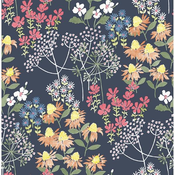 a street prints Cultivate Navy Springtime Blooms Wallpaper