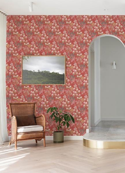 A Street Prints Cultivate Red Springtime Blooms Wallpaper