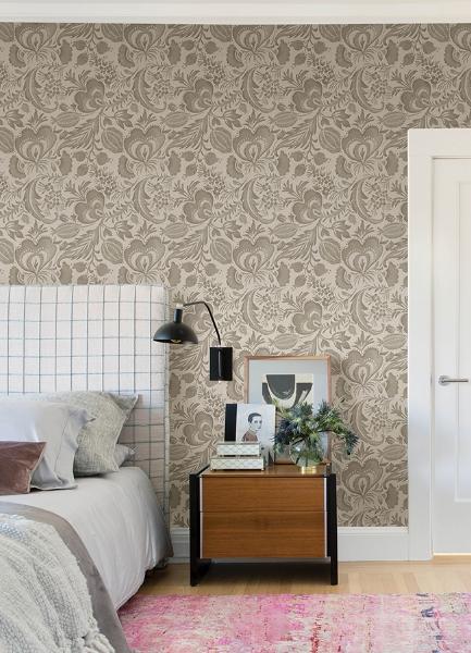 A Street Prints Culver Light Brown Jacobean Wallpaper By Scott Living