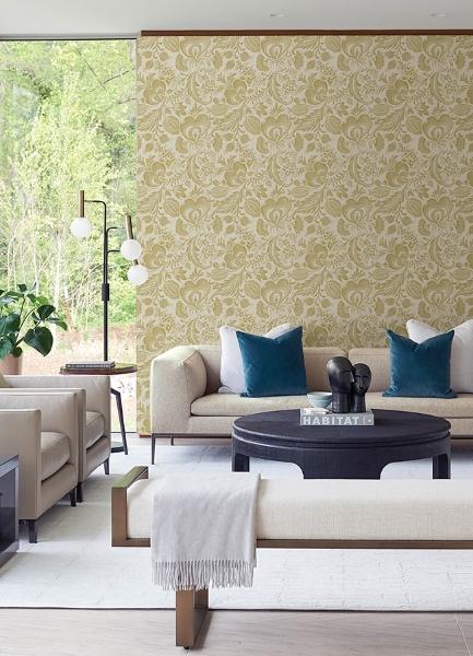 A Street Prints Culver Mustard Jacobean Wallpaper By Scott Living
