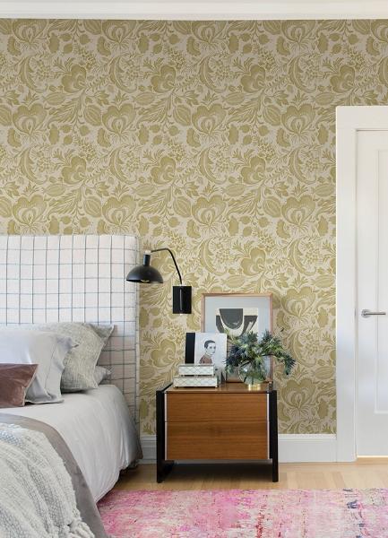 A Street Prints Culver Mustard Jacobean Wallpaper By Scott Living