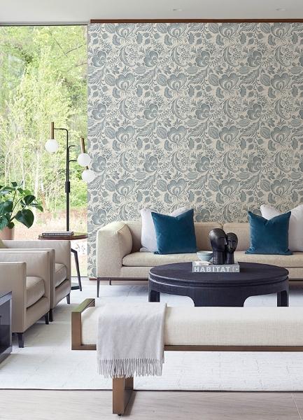 A Street Prints Culver Slate Jacobean Wallpaper By Scott Living