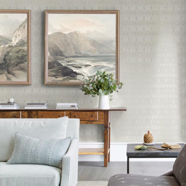 A Street Prints Damour Cream Hexagon Ogee Wallpaper