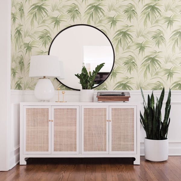 A Street Prints Darlana Green Grasscloth Wallpaper- Scott Living
