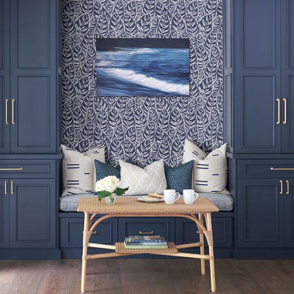 A Street Prints Del Mar Indigo Botanical Wallpaper- Scott Living
