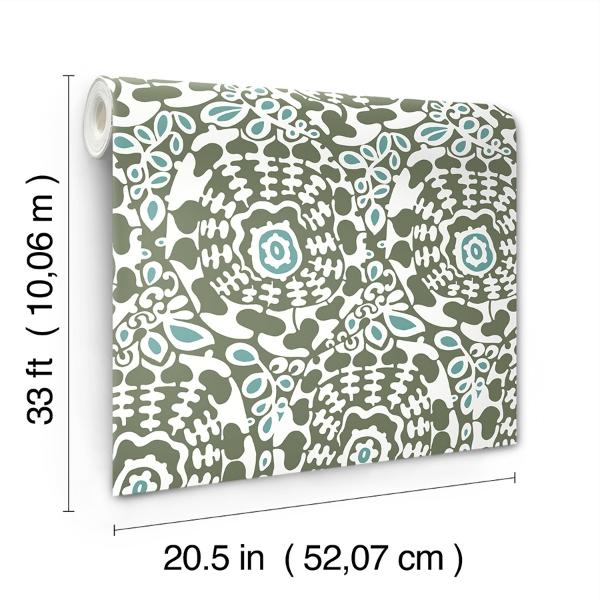 A Street Prints Divine Green Abstract Medallion Wallpaper