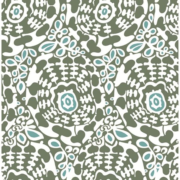 a street prints Divine Green Abstract Medallion Wallpaper