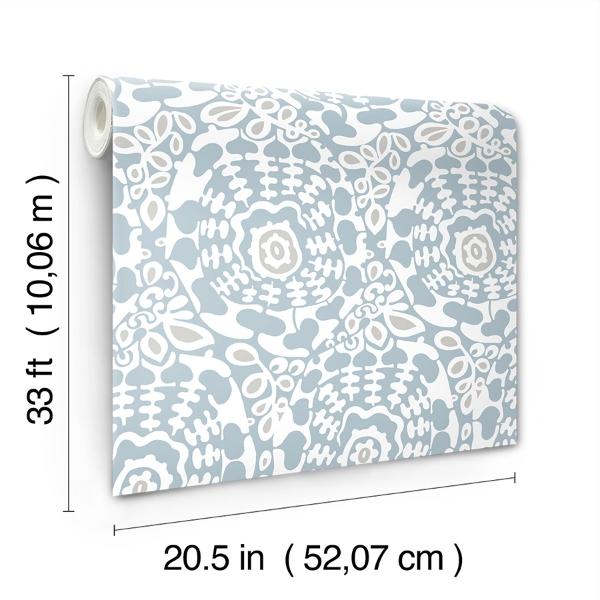 A Street Prints Divine Light Blue Abstract Medallion Wallpaper