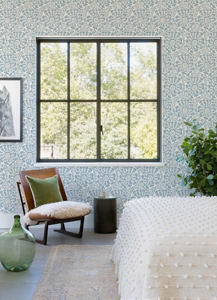 A Street Prints Divine Light Blue Abstract Medallion Wallpaper