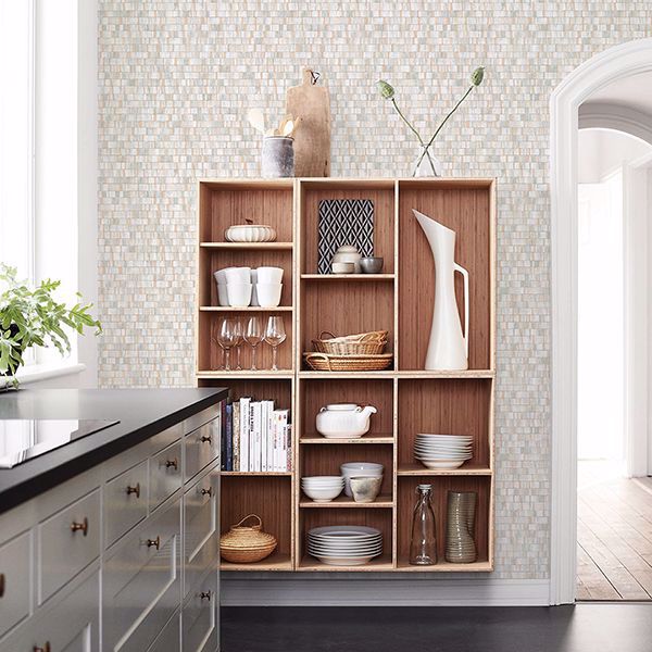 A Street Prints Dobby Champagne Geometric Wallpaper