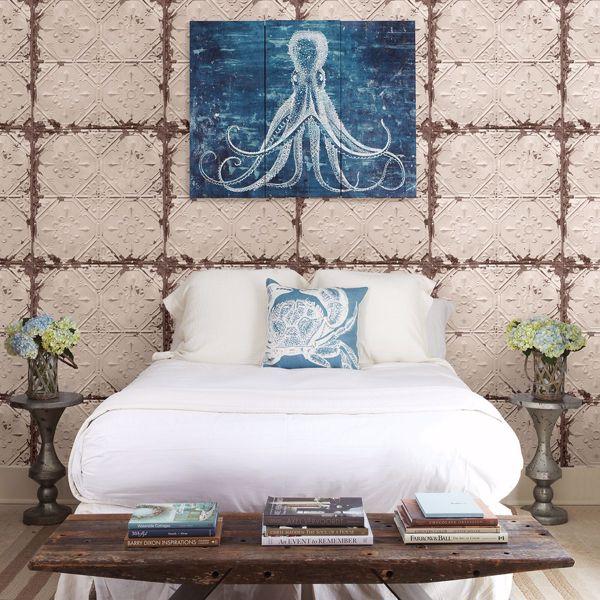 A Street Prints Donahue Off-White Tin Ceiling Wallpaper