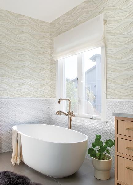 A Street Prints Dorea Champagne Striated Waves Wallpaper