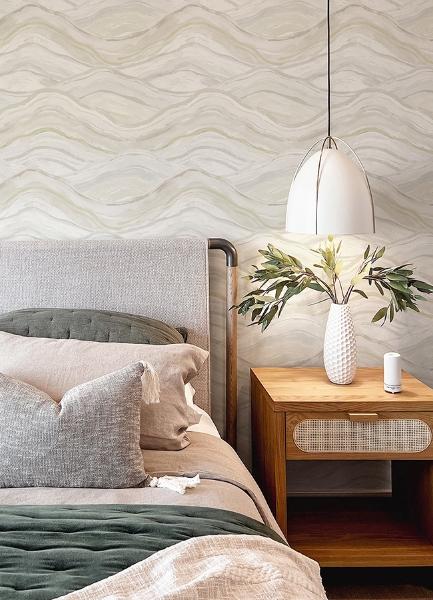 A Street Prints Dorea Champagne Striated Waves Wallpaper