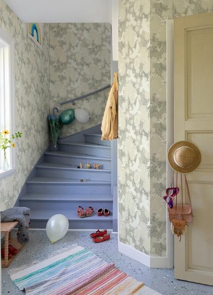 A Street Prints Drömma Light Grey Songbirds And Sunflowers Wallpaper