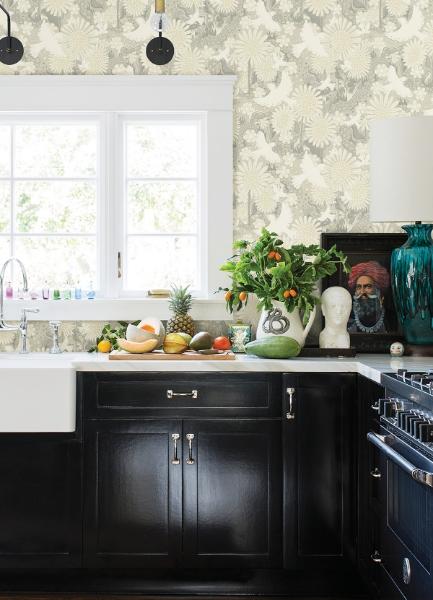 A Street Prints Drömma Light Grey Songbirds And Sunflowers Wallpaper