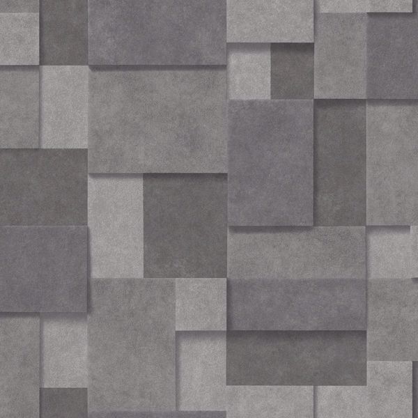 a street prints Duchamp Dark Grey Metallic Squares Wallpaper