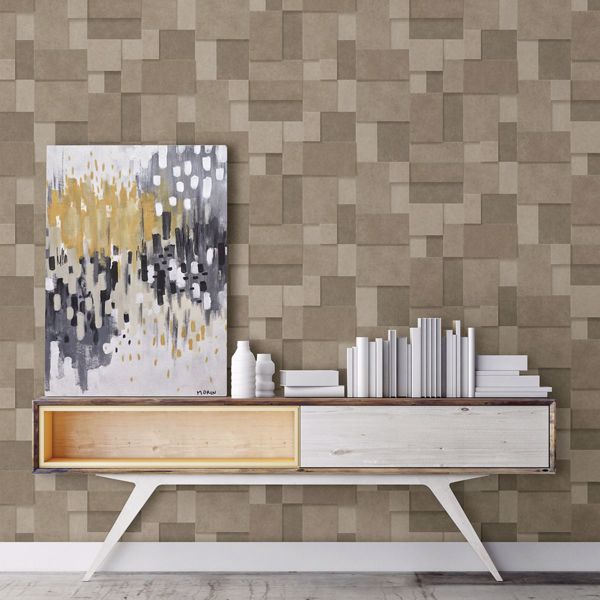 A Street Prints Duchamp Gold Metallic Squares Wallpaper