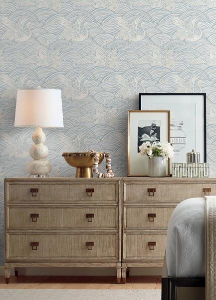 A Street Prints Egret Sky Blue Tidal Dance Wallpaper