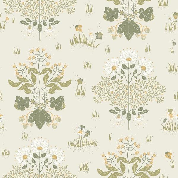 a street prints Elda Olive Delicate Daisies Wallpaper