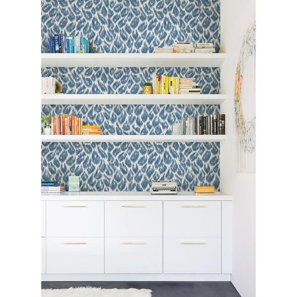 A Street Prints Electra Blue Leopard Spot String Wallpaper