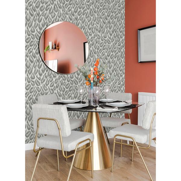 A Street Prints Electra Grey Leopard Spot String Wallpaper