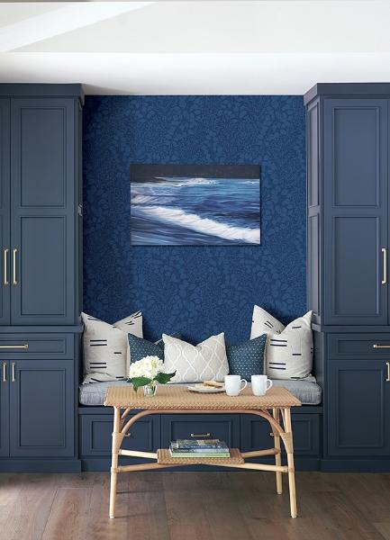 A Street Prints Elin Blue Berry Botanical Wallpaper
