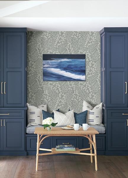 A Street Prints Elin Charcoal Berry Botanical Wallpaper